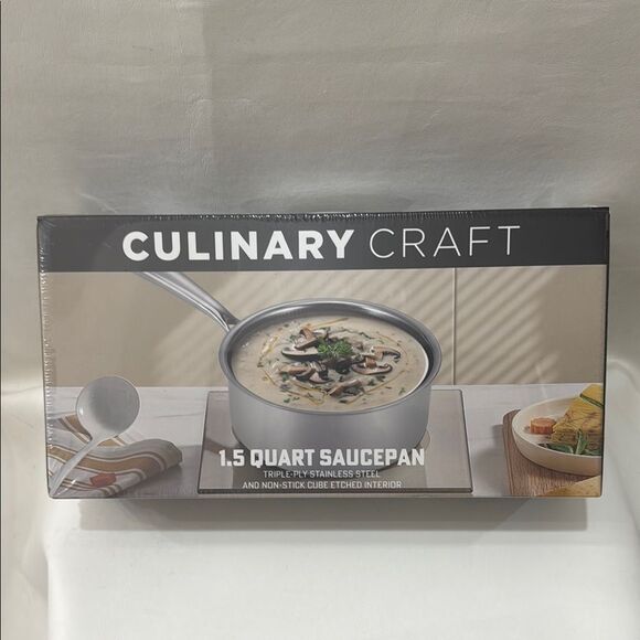 Silver Culinary Craft Cookware Saucepan 1.5 Quart Triple Ply Stainless Steel NEW - Picture 3 of 8